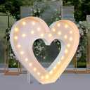 Maxcheck 4FT Marquee Large Light up Decoration, Balloon Frame with Bulb Light String Foam Marquee Signs for Valentine's Eid Birthday Engagement Baby Shower Party Decorations(Heart)