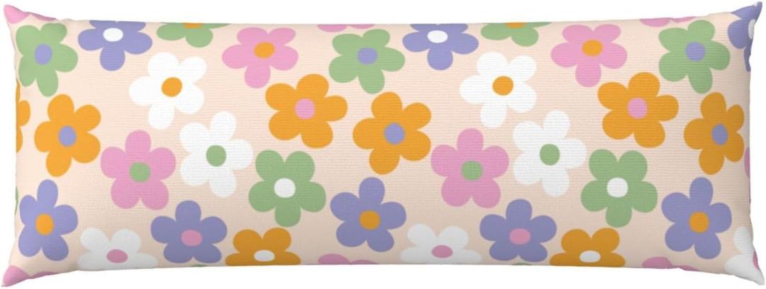 Cute Flowers Floral Body Pillow Cover - Pillowcases 20"x54" with Hidden Zipper Closure Soft and Breathable (One Size)