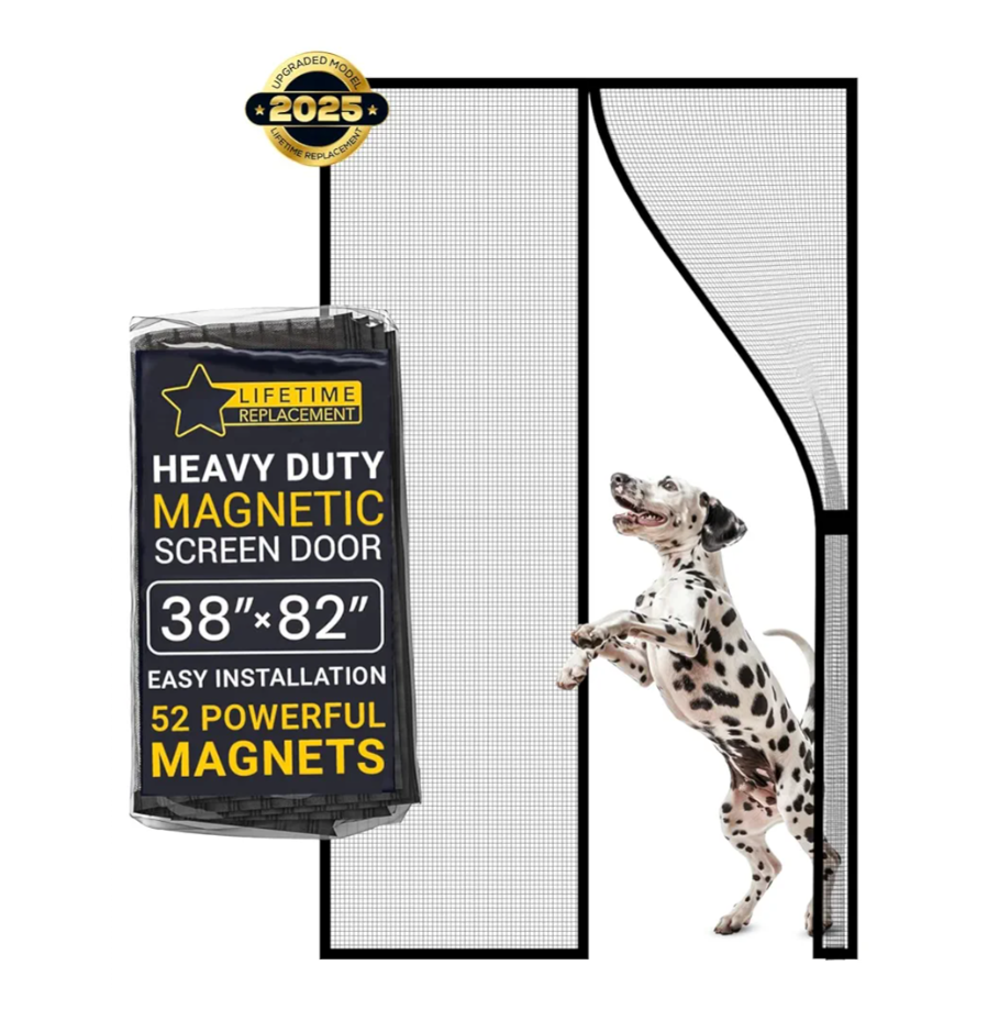 Flux Phenom Magnetic Screen Door – Upgraded Fine Weave Mesh Screen, Heavy Duty 52 Magnets, No-Gap Seal, Pet & Scratch Resistant, Bug Proof, Includes 2 Easy Install Kits, 38"x82"
