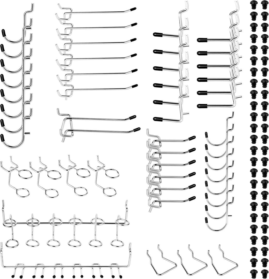 Pegboard Hook 100 Pcs, Heavy Duty Peg Board Hooks fit 1/8"1/4" Pegboards, Pegboard Accessories with Peg Locks for Organizing Various Tools,Peg Board Tool Utility Hooks