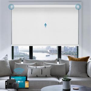 Motorized Blind,Work with Homekit Thread-Enabled, 100% Blackout Smart Shades with Remote Control, Electric Roller Shade, Custom Size,Classic White