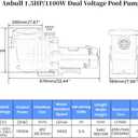Anbull 1.5HP 6480GPH Pool Pump Inground/Above Ground, Powerful Self-Priming Dual Voltage Swimming Pool Pumps for 15000-31000 Gallons Pools, with Strainer Basket & Drain Plug (1100W/60HZ)