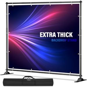10 x 8 Backdrop Banner Stand with Extra Thick Tubing, Heavy Duty Adjustable Step and Repeat Stand for Photography, Portable Trade Show Banner Frame with Caring Bag