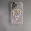 Toycamp for iPhone 16 Case - Compatible with Magsafe Aesthetic Cute Colored Butterfly Laser Holographic i 16 Case with Diamond Bling Lens Protector for Apple 16 Cover for Women Girls