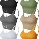 Geyoga 6 Pieces Sleep Bra Bralettes for Women with Support Crop Tank Top Cami Bra Padded Bralettes with Adjustable Straps (XS)