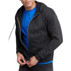 Hanes Men's Zip-up Hoodie, Ecosmart Fleece Full-zip Hoodie for Men, Hooded Sweatshirt (Black, S)