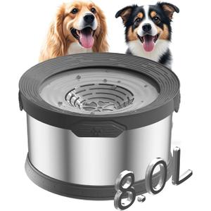 8L Dog Water Bowl No Spill 2.1 Gallon Stainless Steel Water Bowl for Dogs 270oz Large Capacity No Splash Slow Drinking Feeder with Anti-Slip Mat for Messy Drinkers