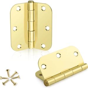KNOBWELL 18 Pack No Squeak 3.5" Door Hinges Brushed Brass Heavy Duty Hinges for Doors, 3-1/2" Brass Bifold Iron Door Hinges for Interior&Exterior Doors