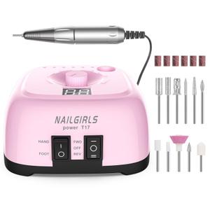 Nail Drill MachineProfessional Electric Nail File Set 35000RPM Nail File Drill Acrylic Nails Kit for Manicure Gel Nail Polish Remover (Pink)