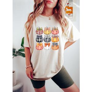 Women's Halloween T-Shirts Pumpkin Graphic Tees Autumn Fall Shirts Loose Casual Short Sleeve Tops (Apricot3, L)