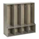 ECR4Kids Streamline 4-Section Coat Locker with Bench, Toddler Size, Kids Furniture, Grey Wash