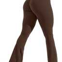 Unthewe High Waisted Flare Leggings for Women Tummy Control Butt Lifting Workout Yoga Wide Leg Pants (Medium, Dark Brown)