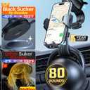 HTU Upgraded Strongest Suction Car Phone Holder Bendable Arm, Never Block View Rotatable Cellphone Mount for Dashboard Windshield Vent, Cradle Stand for iPhone 17 16 15 14 13 12 Pro Max (Light Blue)