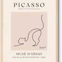 Pablo Picasso Wall Art Cat Canvas Prints Picture Minimalist Wall Decor Picasso Abstract Line Drawing Posters Framed Artwork for Living Room Bedroom Nursery Home Office Decoration Gifts, 12x16 Inch
