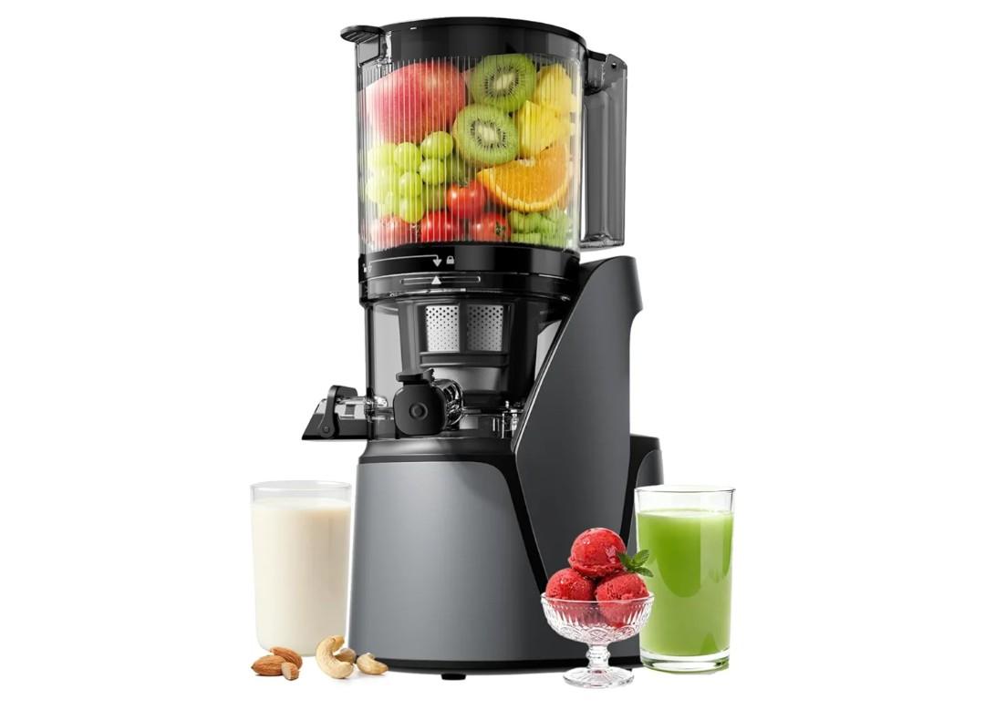 anOruus Juicer Machines, 3-in-1 Cold Press Juicer with 6.5" Extra Large Chute, 100oz Large Capacity, AC Motor, Makes Juice, Nut Milk & Sorbet, Premium Gray
