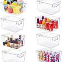 SKTEET Set of 8 Large Clear Plastic Storage Bins (8L), Storage Containers for Pantry Organization and Kitchen Storage Bins,Home Edit and Cabinet Organizers