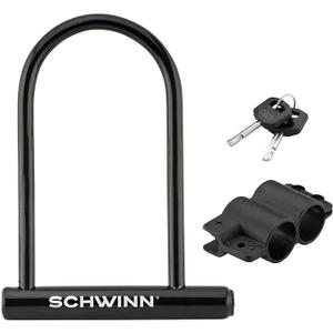 Schwinn Basic U Lock Bike with 2 Keys, Anti Theft Bicycle Lock, Black, Security Level 4