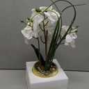 Artificial White Phalaenopsis Orchid Flower Arrangements Faux Orchid Flower in Gold Pot Orchid Centerpiece for Dining Room Table