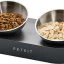 PETKIT 304 Stainless Steel Elevated Cat Bowls&Dog Bowls,Raised Cat Food and Water Bowl Set, Non-Slip, Anti Vomiting 15Â°Tilted Cat Small Animal Plate