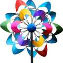 20" Dia Large Wind Spinners, Metal Kinetic Windmill Yard Art, Dual-Sided Colorful Wind Sculptures & Spinners for Outdoor Garden, Lawn Decor, Ideal Gift for Family Friend (Colorful-double Blades)