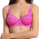 Women's Lace Underwire Unlined Full Coverage Bra - Microfiber, 36C