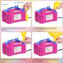 IDAODAN Electric Balloon Pump, Portable Electric Balloon Blower Machine Balloon Air Pump Dual Nozzle Rose Red 110V 600W Balloon Inflator for Party Decorations