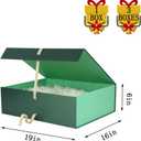 BoxSkivra Green Extra Large Gift Box with Lid 1 Pack 19x16x6 Inch Large Gift Boxes with Crinkle Paper & Card Magnetic Gift Box with Ribbon for Wedding Dress, 1 count
