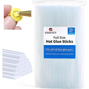 SUNFATT Hot Glue Sticks Full Size,(50 Pcs) 0.43" x 11.8" Large Hot Glue Sticks Perfect for Hot Glue Gun,Easily Create and Bond Crafts on Wood,Plastic,Glass,Flowers,Fabrics,Foam,Jewellery.