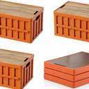 VIMI 50L Collapsible Storage Bins with Lids Stackable Utility Crates with Handles Plastic Large Folding Containers for Organizing Tools, Books, Food, Drinks, Camping & Transport (Muted Red-3 Packs)