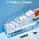Tatuo 4 Pcs Cable Organizer with 40 Wire Ties, White Plastic Cord Charger Storage Box with White Lid for Home Office Desk Organization and Accessories (2xWhite, 2xClear)
