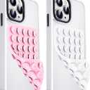 Anteel 2 Pack Double Sided Silicone Suction Cup Phone Case Mount, Hands-Free Strong Grip Silicon Phone Holder for Selfies and Videos, Non Slip Phone Accessories (LightPink&White)