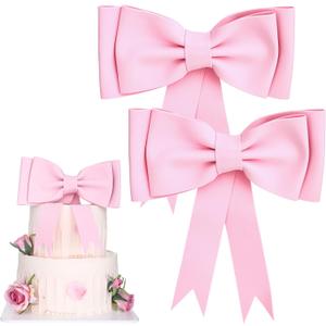 2 Pcs Pink Bow Cake Toppers for Girls Birthday Oversized Bow Cake Topper Decoration EVA Pink Bows Party Decorations Suitable for Birthday Wedding Party