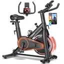 Exercise Bike, Adjustable Magnetic Resistance Stationary Bikes for Home with App Compatible, Silent Indoor Cycling Bike with 350lbs Weight Capacity Comfortable Seat, Digital Monitor & Phone Mount