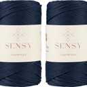 Sensy Premium 3mm 131 Yards Polyester Rope 100% Polypropylene Cord Macrame Cord 3mm Crochet Bag Cord Macrame Rope Crochet Thread Gift for Knitter (Navy Blue) (2 Skeins)