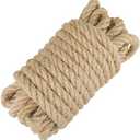jijAcraft Jute Rope - 1/2 inch, 33 Feet x 12mm Thick, Heavy Duty Strong, Natural, for Crafts, Cat Scratching Post, Bundling, Hanging, Decorative