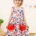 Vieille Little Girls Sleeveless Dress Cute Summer Sundress with Pocket 2-7 Years