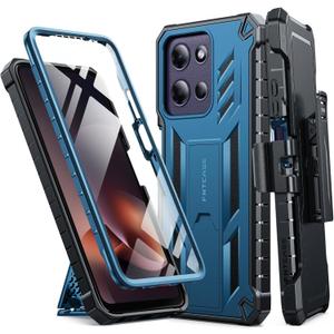 FNTCASE for Motorola Moto G-Power-5G-2026 Case: Military Grade Rugged Cell Phone Cover with Kickstand & Belt Clip Holster | Shockproof TPU Protection Bumper Matte Textured Heavy Duty Protector (Blue)