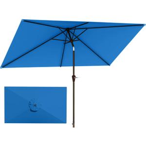 6.5'x10' Rectangular Patio Outdoor Umbrella,Large Coverage with Push-Button Tilt & UV Protection,Sturdy Ribs for Deck,Lawn,Pool,Backyard