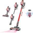 Cordless Vacuum Cleaner,Vacuum Cleaners for Home with Super Suction,Stick Vacuum Cleaner Rechargeable Up to 35 Mins Runtime,Lightweight Hardwood Floor Vacuum for Pet Hair,Carpet(Black Red)