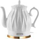 Ceramic Electric Kettle, 1.5L/1200W Boil Water Quickly and Easily with Boil-Dry Protection Auto Shut Off, Detachable Swivel Base, Diamond Cut Glazed