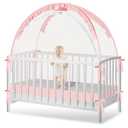 Crib Tent to Keep Baby from Climbing Out - Crib Net to Keep Baby in - Pop Up Breathable Cribs Cover - Canopy with Upgrade Strong Mesh and Durable Zipper (Pink, Lager)