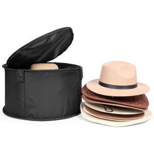 WOMACO Black Large Modern Hat Box for Storage, Stackable Hat Organizer Case for Cowboy Hat, Round Brim Hat Organizer Bag, Dustproof, Waterproof