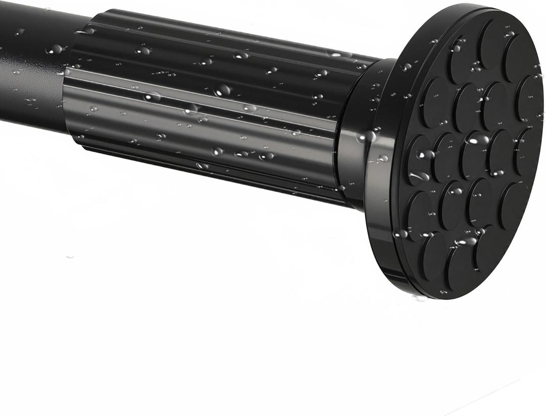 Tension Curtain Rod 51168 In (4.2514 ft),Extra Long Outdoor Curtain Rod for Window or Bathroom Patio,Easy to Install No Drilling Never Rust,Heavy Duty Adjustable Spring Shower Rod (Black)