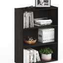 Furinno PASIR Book Shelf, 3-Tier Bookshelf, Bookcase, 9.7" x 23.7" x 31.5", for Living Room, Bedroom, Home Office, Blackwood