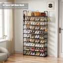 SRRSO Shoe Rack, 10 Tier Shoe Storage Organizer with Hooks, Fit 40-45 Pairs Shoes, Metal Tall Shoe Shelf for Closet, Entryway, Hallway, Garage, Bedroom, Cloakroom (XL)