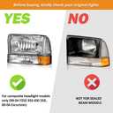 WEELMOTO Headlights Assembly W/Bulbs for 99-04 Ford Super Duty F250 F350 F450 F550, for 00-04 Ford Excursion Headlight with Bumper Signal Corner Light (NOT FOR SEALED BEAM MODELS)
