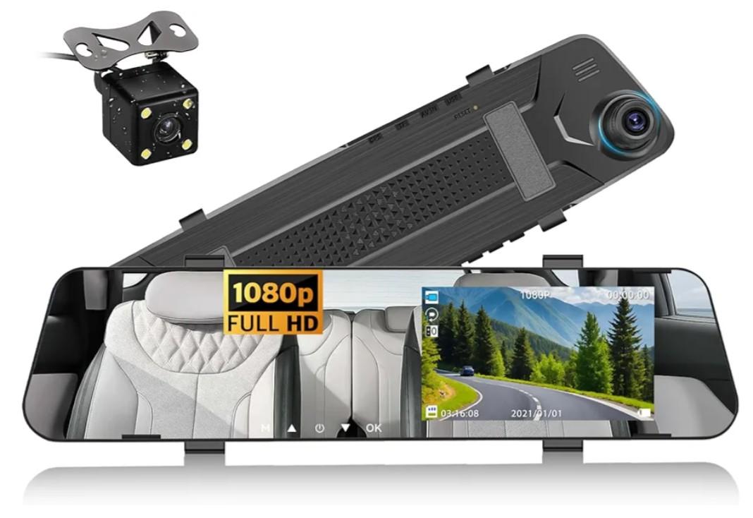 4.5" Mirror Dash Cam Backup Camera 1080P FHD Front and Rear View Mirror Camera for Cars Dual Lens Cam Loop Recording Wide Angle G-Sensor Parking Assistance