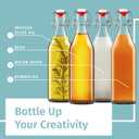 Otis Classic Swing Top Glass Bottles - Set of 6, 16oz w/Marker & Labels - Clear Bottle with Caps for Juice, Water, Kombucha, Wine, Beer Brewing, Kefir Milk or Eggnog