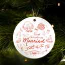 2 x First Christmas Married Ornament Gifts for Couple, 2025 Funny Newlyweds Wedding Ornaments for Christmas Tree, Ceramic