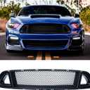 Front Upper Grille Compatible With 2015-2017 Ford Mustang Grille EcoBoost GT, Bumper Grille Accessories Mesh Style Black